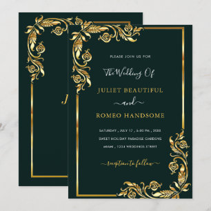 Framed Black Gold Wedding Invitation Template