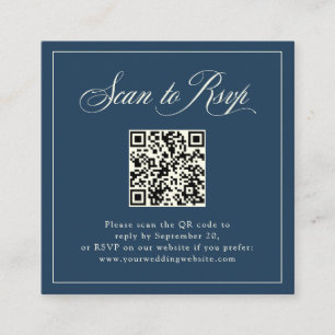Framed Blue Italian Elegance   RSVP with QR Code Enclosure Card