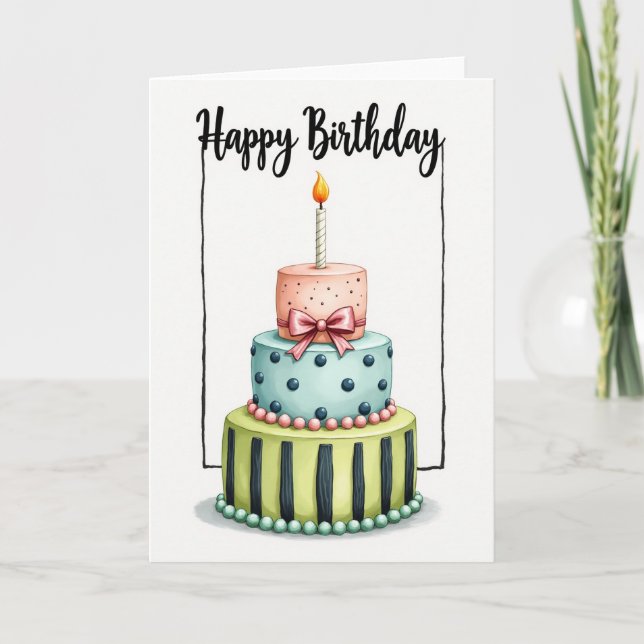 Framed Cake Birthday Card (Front)