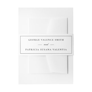 Framed | Calligraphy Elegant Black White Wedding Invitation Belly Band