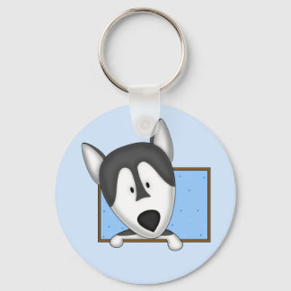 Framed Cartoon Alaskan Malamute Keychain