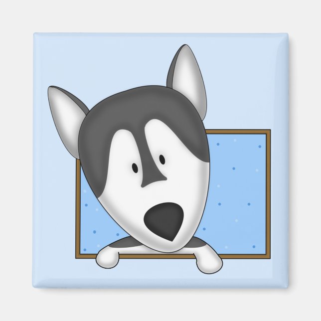 Framed Cartoon Alaskan Malamute Magnet (Front)