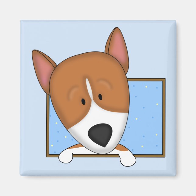 Framed Cartoon Basenji Magnet (Front)