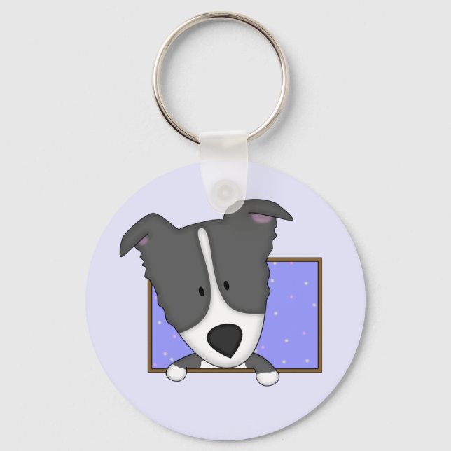 Framed Cartoon Border Collie Keychain (Front)