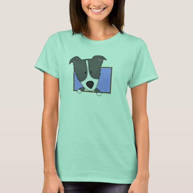 Framed Cartoon Border Collie Tee Shirt (Front)