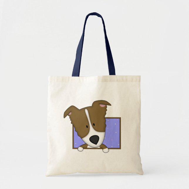 Framed Cartoon Brown Border Collie Bag (Front)