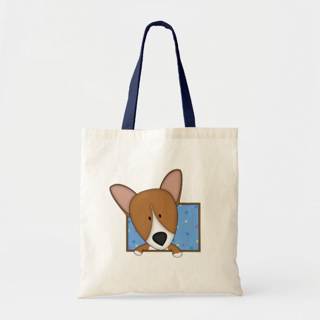 Framed Cartoon Corgi Tote Bag (Front)