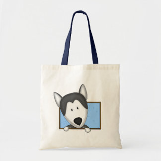 Framed Cartoon Siberian Husky Tote Bag