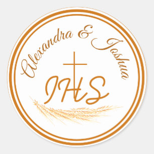 Framed Catholic Bible Verse Wedding  Classic Round Sticker