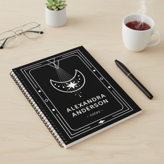 Framed Celestial Starry Crescent Moon  Notebook (Framed Celestial Starry Crescent Moon Notebook)