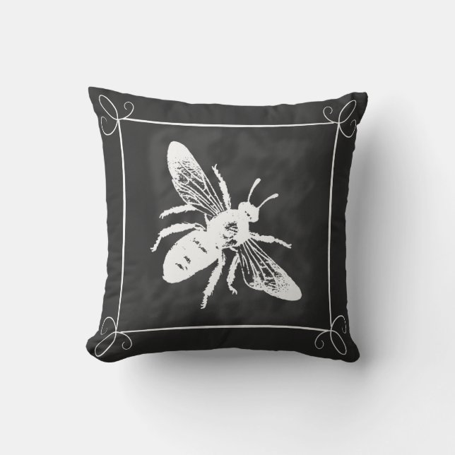 Framed Chalkboard Bee Pillow (Front)