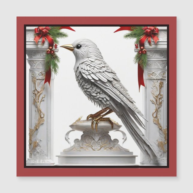 Framed Christmas Bird Magnetic Card (Front)