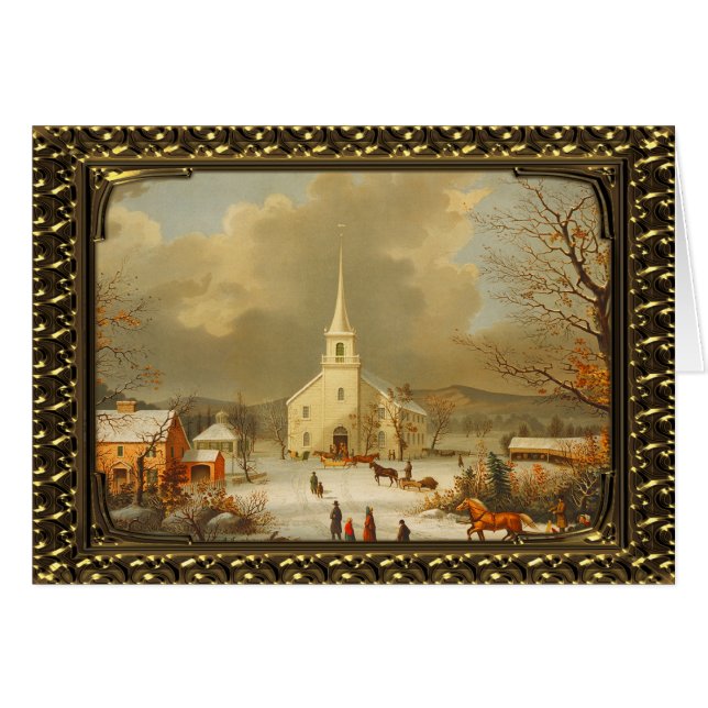 Framed Christmas Day Services - Vintage Card (Front Horizontal)