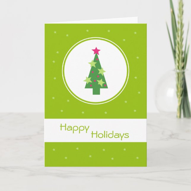 Framed Christmas Tree Holiday Card (green) (Front)