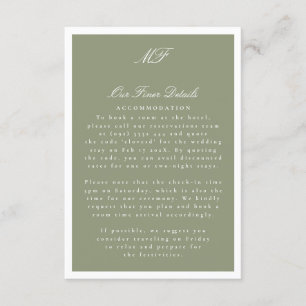 Framed Classic Formal Sage Wedding Details Info Enclosure Card