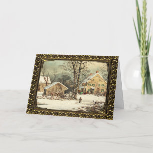 Framed Country Christmas Morning - Vintage Card