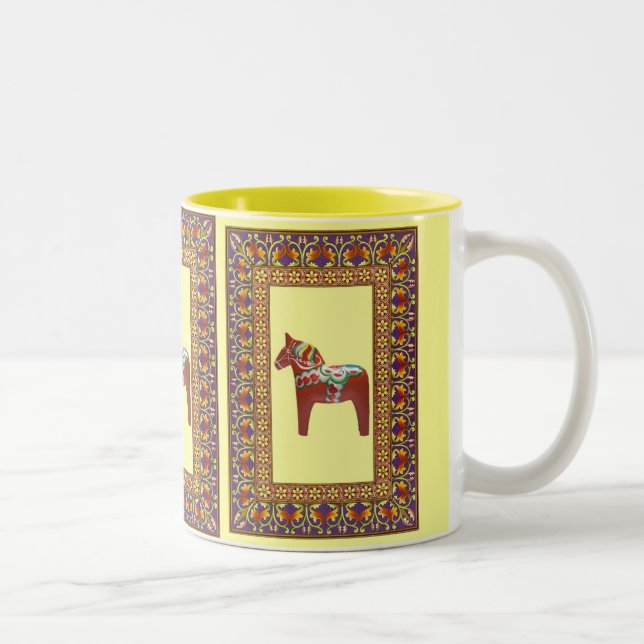 Framed Dalarna Horse Two-Tone Coffee Mug (Right)