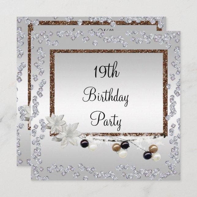 Framed Elegance 19th Birthday Invitation (Front/Back)