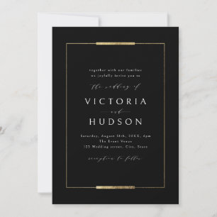 Framed Elegance Black Simple Modern Classy Wedding Invitation