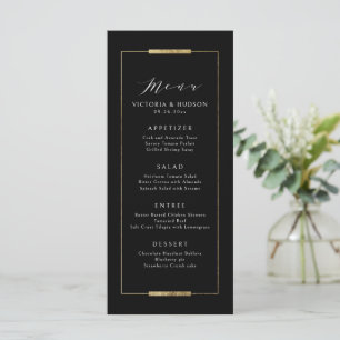 Framed Elegance Black Simple Modern Classy Wedding Menu