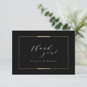 Framed Elegance Black Simple Modern Classy Wedding Thank You Card