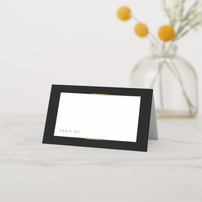 Framed Elegance Black Simple Modern Wedding Place Card (Front)