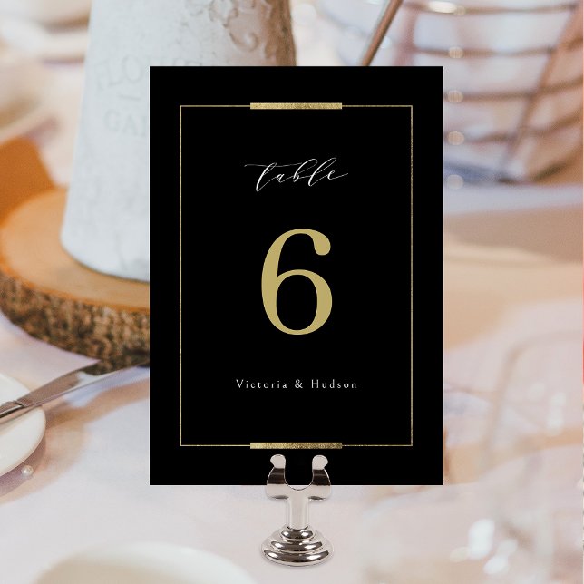 Framed Elegance Black Simple Modern Wedding Table Number (Framed Elegance Black Simple Modern Wedding Table Number)