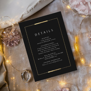 Framed Elegance Black Simple Wedding Details Enclosure Card