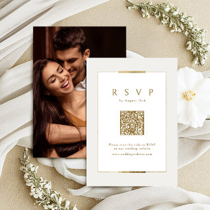 Framed Elegance Modern Classy QR code Wedding RSVP Card