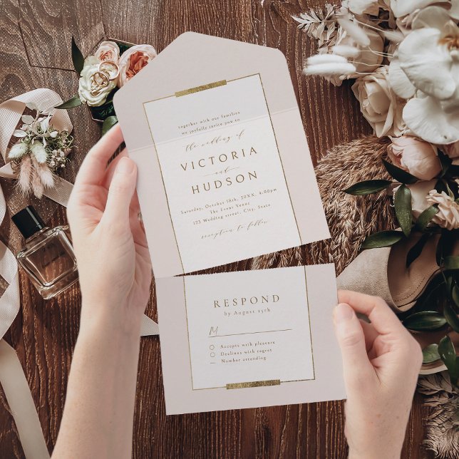 Framed Elegance Simple Modern Classy Wedding All In One Invitation (Framed Elegance Simple Modern Classy Wedding All In One Invitation)