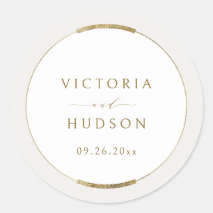 Framed Elegance Simple Modern Classy Wedding Classic Round Sticker