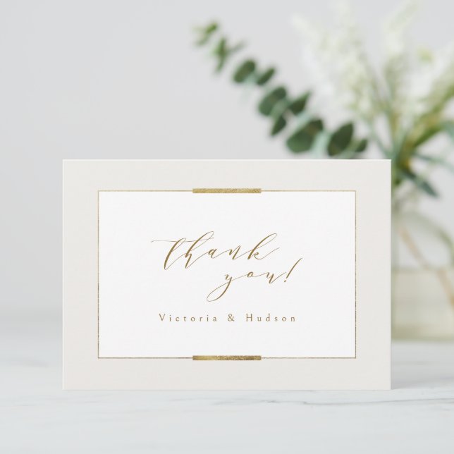 Framed Elegance Simple Modern Classy Wedding Thank You Card (Standing Front)
