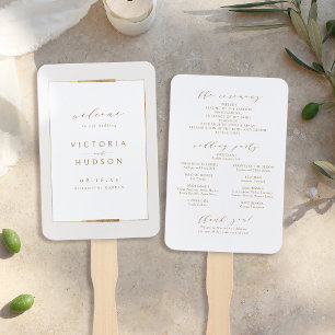 Framed Elegance Simple Modern Wedding program Hand Fan