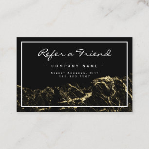 Framed faux gold tone stone marble referral business card