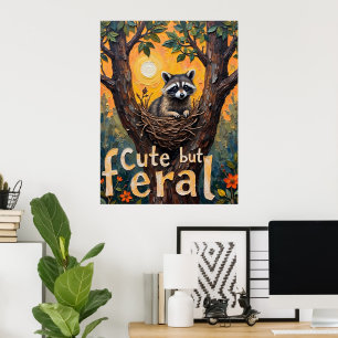 Framed Feral: Racoon's Cosy Spot Poster