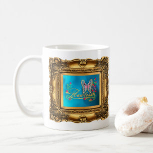 Framed Flawless Pink & Blue Butterfly Gallery Coffee Mug