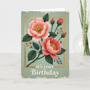Framed Floral Birthday Card