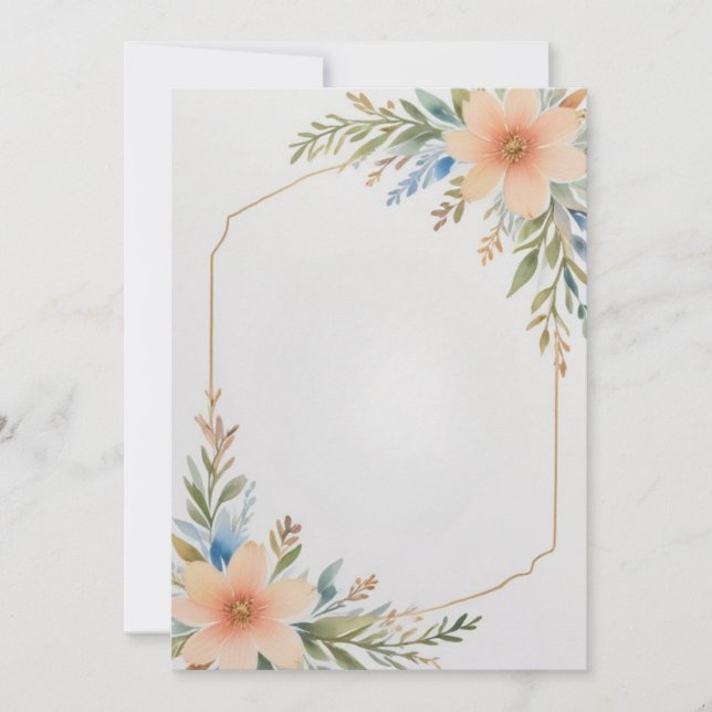 Framed Flowers Blank Invitation (Front)
