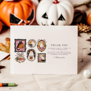 Framed Ghost & Cat Halloween 1st Birthday Thank You Card