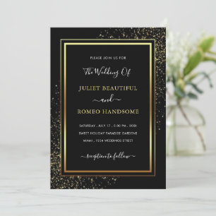 Framed Gold and Black Wedding Invitation template