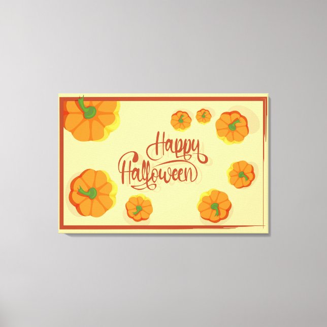 Framed greeting card Happy Halloween typography   Canvas Print (Front)