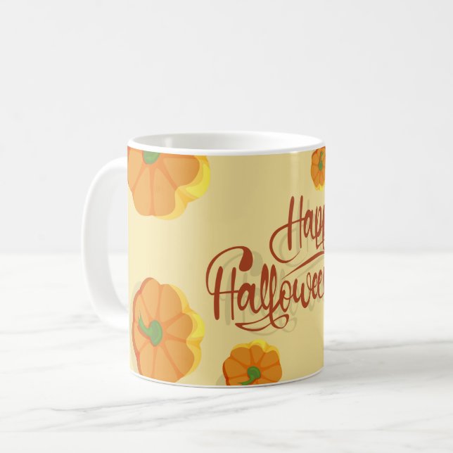Framed greeting card Happy Halloween typography  Coffee Mug (Front Left)