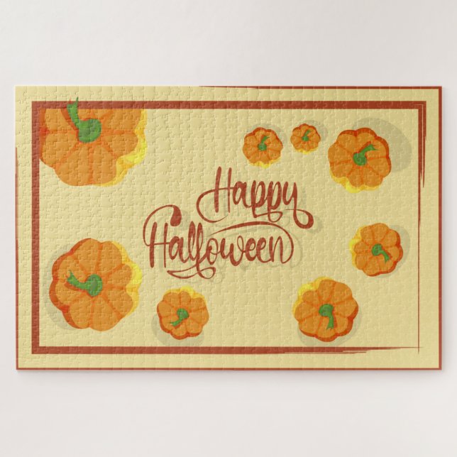 Framed greeting card Happy Halloween typography   Jigsaw Puzzle (Horizontal)