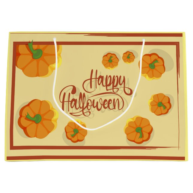 Framed greeting card Happy Halloween typography   Large Gift Bag (Front)