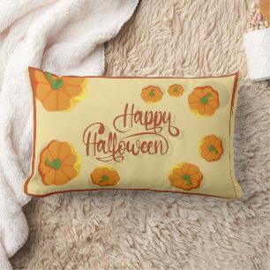 Framed greeting card Happy Halloween typography Lumbar Cushion