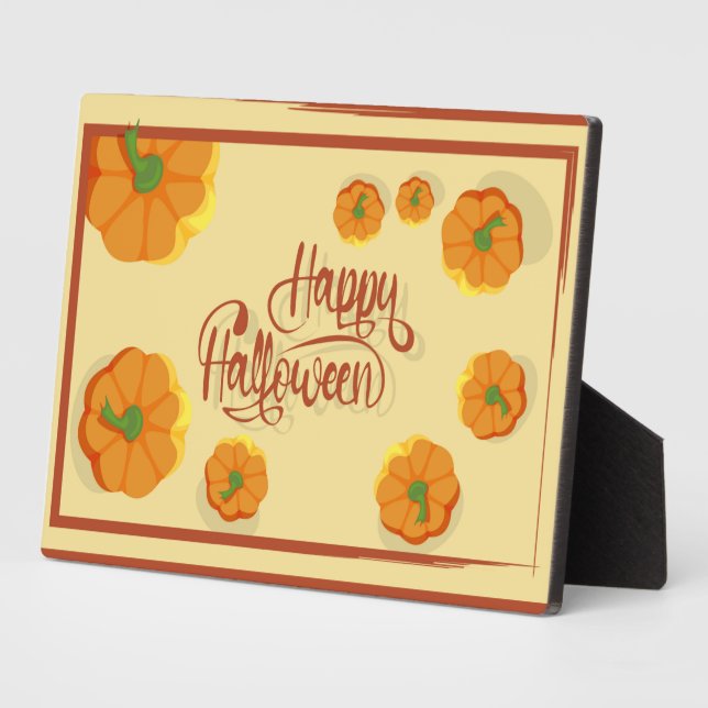 Framed greeting card Happy Halloween typography   Plaque (Side)