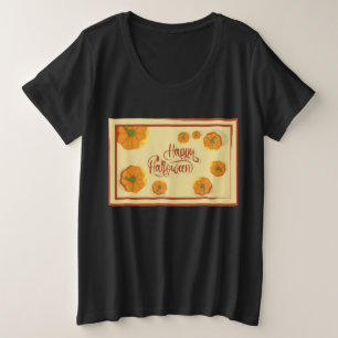 Framed greeting card Happy Halloween typography Plus Size T-Shirt