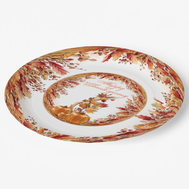 Framed In Colour Autumn Leaves Thanksgiving Plates (Angled)