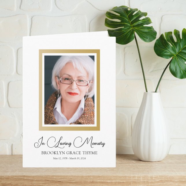 Framed in Faux Gold Photo Memorial Program Programme (Creator Uploaded)