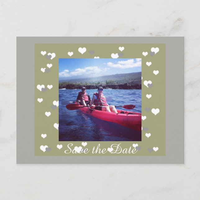 Framed in Hearts Save the Date Announcement Postcard (Front)